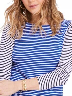 Vineyard Vines Blue and White Cotton blend Nautical Striped Top Size small